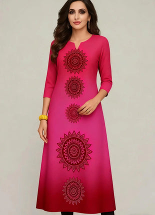 Dress Kurt Women's Fashionable And Elegant National Style Straight Tube Casual Round Neck Colorful Elephant Pattern Dress