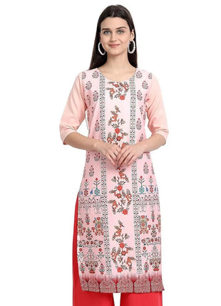 Muslim Women Kurt Casual Dress Slit hem Straight Casual Ethnic Peacock Mandarin Flowers Regular Size 3D Design Suitable