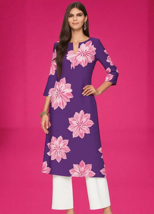 Muslim Kurt Women's Casual Fashion Dress Long Sleeved Straight Tube Casual Ethnic Red Flower Kaftan Moroccan Women