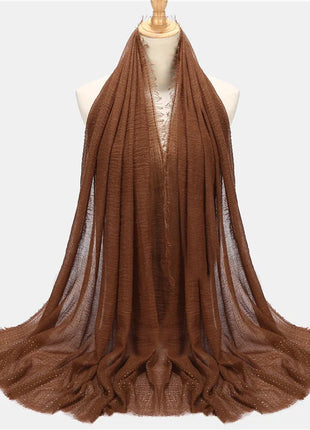 Rhinestone Plain Viscose Cotton Hjab Crinkle ShawI Muslim Head Scarf Big Long Pashmina Wrap Female Foulard Tudung Bawal