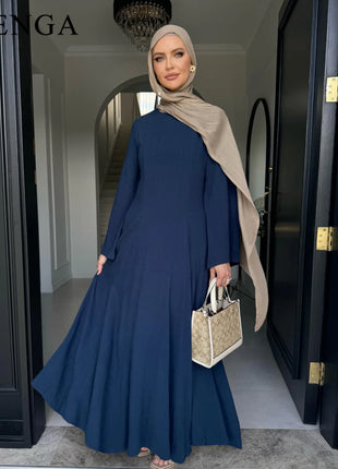 2025 Summer Arabic Muslim Women Modest Dress Eid Dubai Plain Abaya Islam Party Outfit Elegant Holiday Dresses Turkey Kaftan Robe