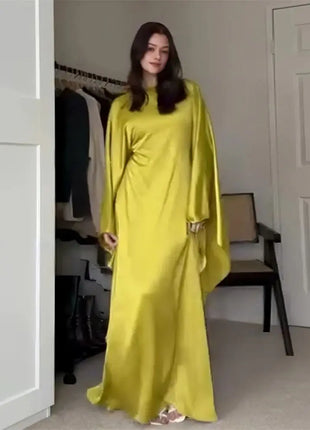 Eid Shiny Batwing Satin Abaya Dubai Luxury 2024 Muslim Abayas For Women Maxi Kaftan Dress Islamic Clothing Caftan Marocain Femme