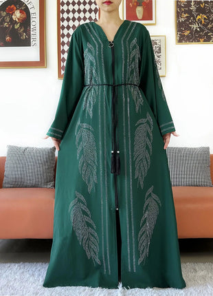 New Middle East Africa Elegant Women Cardigan Chiffon Loose Open Zippier Abaya Muslim Islamic Clothing Cardigan Style Loose Size