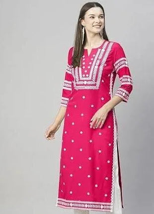 Muslim Kurt Women's Casual Fashion Dress National style Straight Tube Casual Ethnic Red Flower Kaftan Moroccan Women
