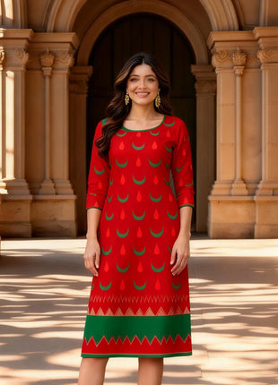 Muslim 2026 Kurt Christmas Women's Casual Fashion Comfortable Dress 2026 Slit hem Straight Tube Casual Ethnic Arabian Dress