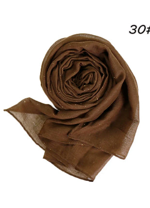 Shimmer Glitter Cotton Viscose Hijab Scarves For Women Muslim Long Shawls Headscarf Wraps Solid Headbands Stole Bufandas Turbans