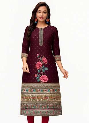 Dress Kurtta Women Fashionable Straight Tube Casual Bright Slit hem Flowers Patterns Robe Arabe Robe Traditionnelle Arabe Muslim
