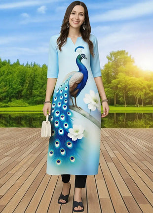 Muslim Kurtta Women Casual Fashion Dress Straight Tube Casual Ethnic Vetement Femme Peacock National style Kaftan Dress Moroccan