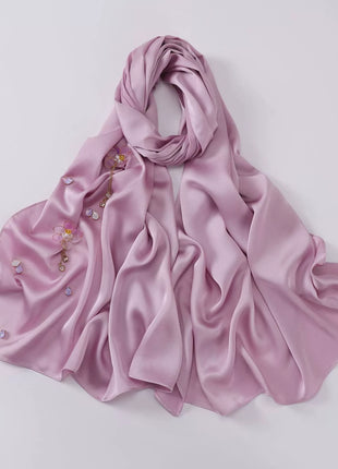 New Bubble Chiffon Hijab Scarf Handmade Flower Beaded Anchor Satin Silk Scarf  Hijabs for Women Turban Femme Ramadan Islamic