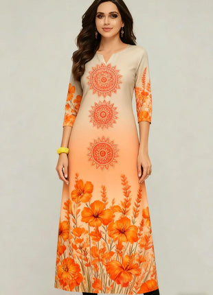 National style Muslim Women's Casual Fashionable And Comfortable Kurtta Dress Long Sleeved Straight Tube Casual Ethnic