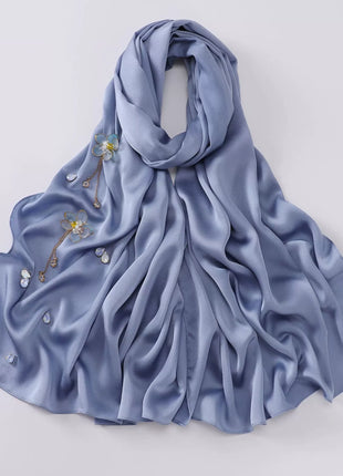 New Bubble Chiffon Hijab Scarf Handmade Flower Beaded Anchor Satin Silk Scarf  Hijabs for Women Turban Femme Ramadan Islamic