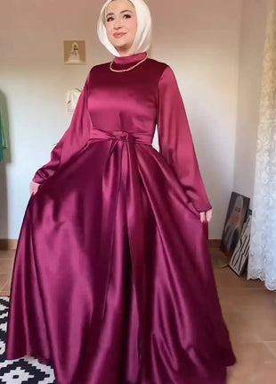 Eid Flare Sleeve Muslim Abaya Women Dresses Sashes Jalabiya Kaftan Solid Vestidos Arab Long Robe Ramadan Morocco Dubai Abayas