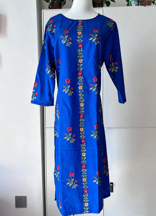 Muslim Dress Kurt Women's Fashionable Elegant Straight Tube National Style Pattern Noble Skirt Slit Hem Abito Donna Musulmana