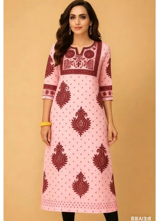 Muslim Kurt Women's Casual Fashion Dress National style Straight Tube Casual Ethnic Flower Kaftan Moroccan Women Robe