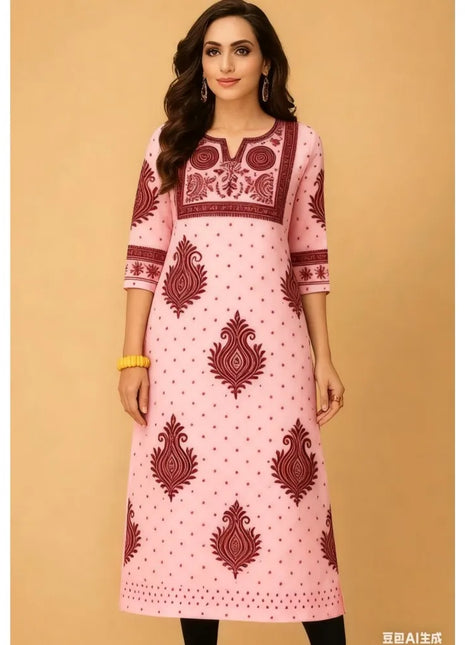 Muslim Kurt Women's Casual Fashion Dress National style Straight Tube Casual Ethnic Flower Kaftan Moroccan Women Robe