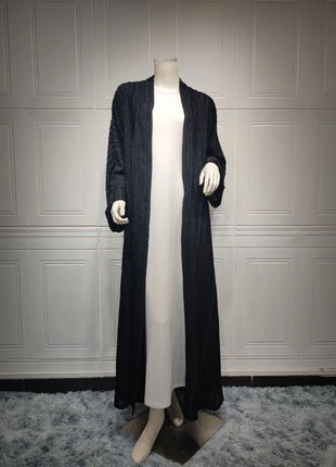 2024 New Fashion Muslim Kimono Abaya Solid Striped Retro Ethnic Cardigan Robe Dubai Middle Eastern Saudi Arabia Eid Clothes