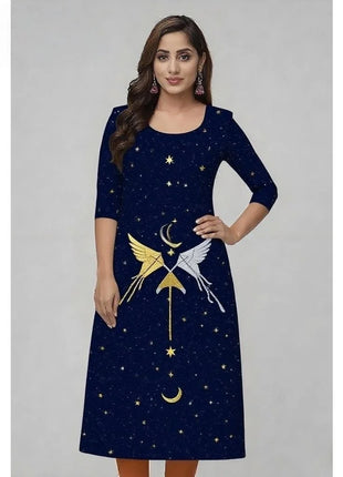 Muslim Kurtta Women's Casual Fashion Dress National Style Straight Tube Casual Ethnic Flower Robe Arabe Femme Modest Slit hem