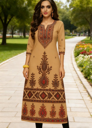 Muslim Women Kurt Casual Dress Middle Eastern Straight Casual Ethnic Flower Mandarin National Style Caftan Marocain Femme