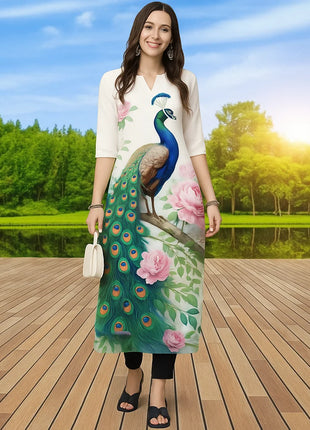 Muslim Kurtta Women Casual Fashion Dress Straight Tube Casual Ethnic Vetement Femme Peacock National style Kaftan Dress Moroccan