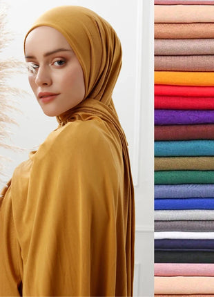 Premium Modal Cotton Jersey Hijab Scarf Muslim Long Shawl Women Plain Soft Turban Tie Head Wraps Africa Female Headband 170x60cm