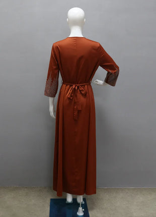 Middle East Ramadan Moroccan Muslim Forged Face Dress Arab Dubai Dress Luxury Fashion Hot Diamond Evening Robe