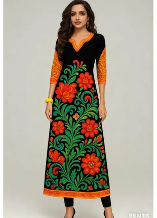 National style Kurt Women's Fashion Comfortable Long Sleeve Straight Casual Ethnic Peacock Pattern New Dress Ladies Abaya Muslim
