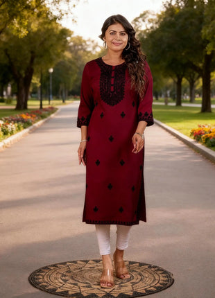 Muslim Dress Kurt Women's Fashionable Straight Tube Casual Round Neck Picture Multiple National Style Robe Femmes Musulmans