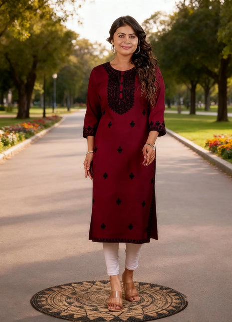 Muslim Dress Kurt Women's Fashionable Straight Tube Casual Round Neck Picture Multiple National Style Robe Femmes Musulmans