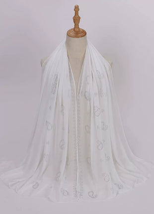 Hot Diamond Pearl Chiffon Hijabs for Women Muslim Fashion Long Shawl Head Wrap for Women Turbans for Women Ramadan Turban Femme