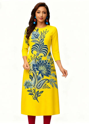 National style Women Kurtta Casual Fashion Dress Slit hem Straight Tube Casual Ethnic Flower Muslim Kaftan Turkish Abaya Morocco