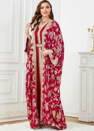 Women's Eid Abaya 2-Piece Set — Embroidered Jalabiya Party Dress