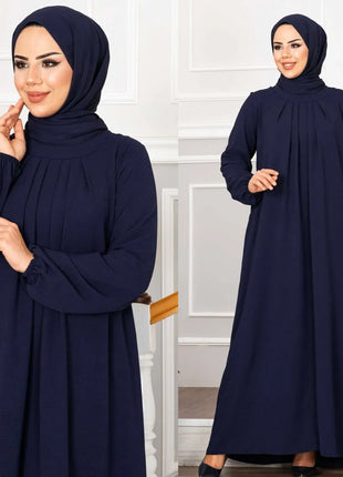 Women Eid Muslim Dress Ramadan Morocco Pleated Party Dresses Dubai Kaftan Islam Vestidos Arab Long Robe Solid Abaya Modest