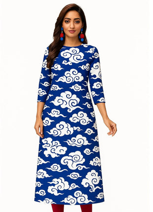 Muslim Dress Kurt Women's Fashionable Elegant Straight Tube Casual Peacock Color Elephant Pattern Abaya Femme Dubaï Slit hem