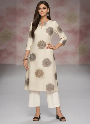 Muslim Kurt Casual Fashion Dress Long Sleeved Straight Tube Casual Ethnic Flower Abaya Women Muslim Dress flower sleeve abaya