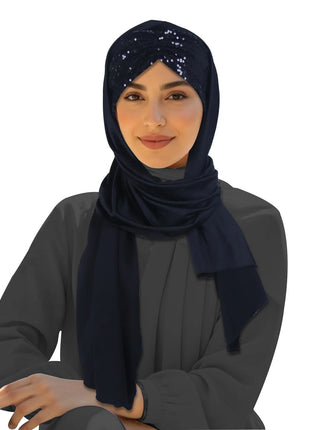 2025 Muslim Women Instant Scarf Sequin Hijab Turban Pull On Headscarf Ramadan Islam Pray Hijabs Niqab Nikab Pull On Head Wrap