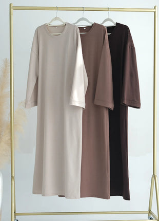 2024 New Modest Dress Solid Color Inner Dresses Muslim Women Dubai Abaya Eid Ramadan Islam Clothing Turkey Arabic Robe