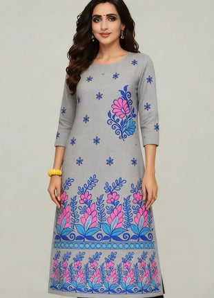 Muslim 2026 Dress Kurt Women's Fashionable And Elegant Slit Hem Kurtta Straight Tube Casual Modest Dress Abito Donna Musulmana