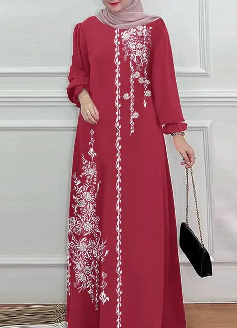 Women Stylish Floral Printed Maxi Dress Muslim Abaya ZANZEA Eid Mubarak Robe Elegant Long Sleeve Casual Vestidos Kaftan IsIamic