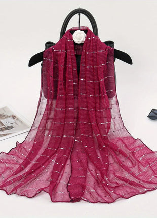 1PCS Spring and Autumn Women's High Elasticity sequin Chain Scarf, Wick Silk Long Scarf, Indian Scarf, Slide Silk Scarf