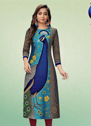 Muslim Women's Casual Fashionable Comfortable Straight Tube Casual Ethnic Peacock National style Marokkanische Kleider Kaftan
