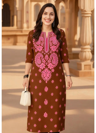Muslim Kurt Women's Fashion Comfortable Long Sleeve Straight Casual Ethnic Peacock Pattern New Dress Ladies Abaya Muslim
