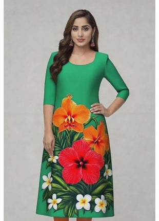 Muslim Kurtta Women's Casual Fashion Dress National style Straight Tube Casual Ethnic Flower Kaftan Moroccan Slit hem Robe