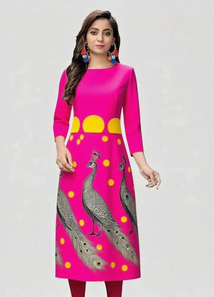 Muslim Peacock Kurtta Women Casual Fashion Dress National style Straight Tube Casual Ethnic Peacock Abaya Abito Donna Musulmana