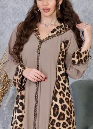 Muslim Abaya Dress Women Dubai Dresses Jalabiya Leopard Print Vestidos Modest Robe Morocco Arab Abayas Kaftan Islam Ramadan