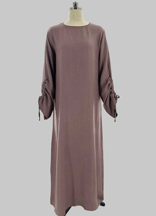 Eid Islamic Modest Dress for Women Abaya Lace-up Sleeve Morocco Casual Ramadan Vestidos Prayer Kaftan Dubai Muslim Long Robe