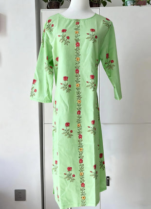 Muslim Dress Kurt Women's Fashionable Elegant Straight Tube National Style Pattern Noble Skirt Slit Hem Abito Donna Musulmana