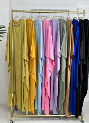 Eid Shiny Batwing Satin Abaya Dubai Luxury 2024 Muslim Abayas For Women Maxi Kaftan Dress Islamic Clothing Caftan Marocain Femme