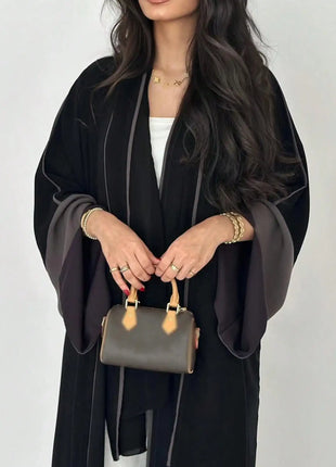 Middle Eastern Loose Abaya Muslim Full Sleeve Open Front Abayas Elegant Kaftans Women Jilbabs Arabian Islamic Maxi Dresses