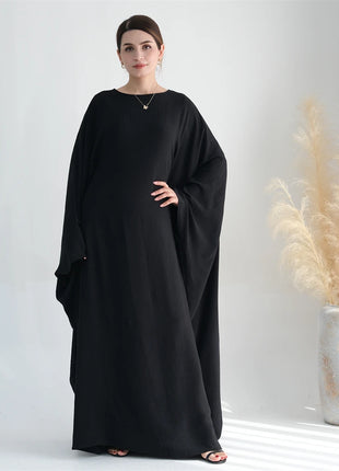 Ramadan Eid Soft Crepe Khimar Batwing Abaya Dubai Islam Muslim Modest African Dresses For Women Kaftan Kebaya Robe Femme Musulma