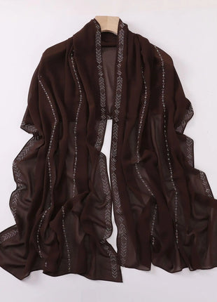 Hot Diamond Pearl Chiffon Hijabs for Women Muslim Fashion Long Shawl Head Wrap for Women Turbans for Women Ramadan Turban Femme